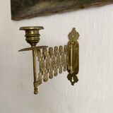 Antique extendable brass wall sconce