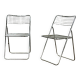 Set of two chrome-colored folding chairs by Niels Gammelgaard for Ikea