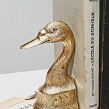 Serre-livres canard en laiton ciselé