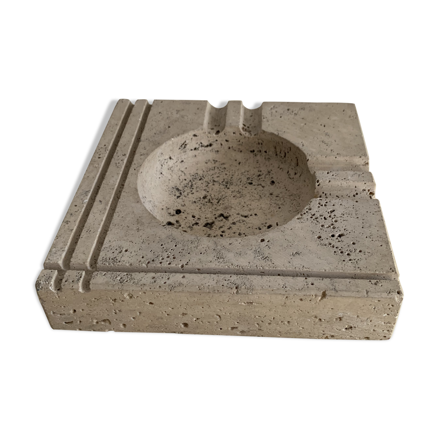 Square ashtray rough stone