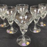 set of 6 antique cut crystal wine glasses in tulip shape from the pres