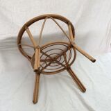 Table in rattan, bamboo and glass