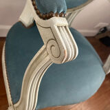 Blue velvet medallion armchair in Louis XVI style