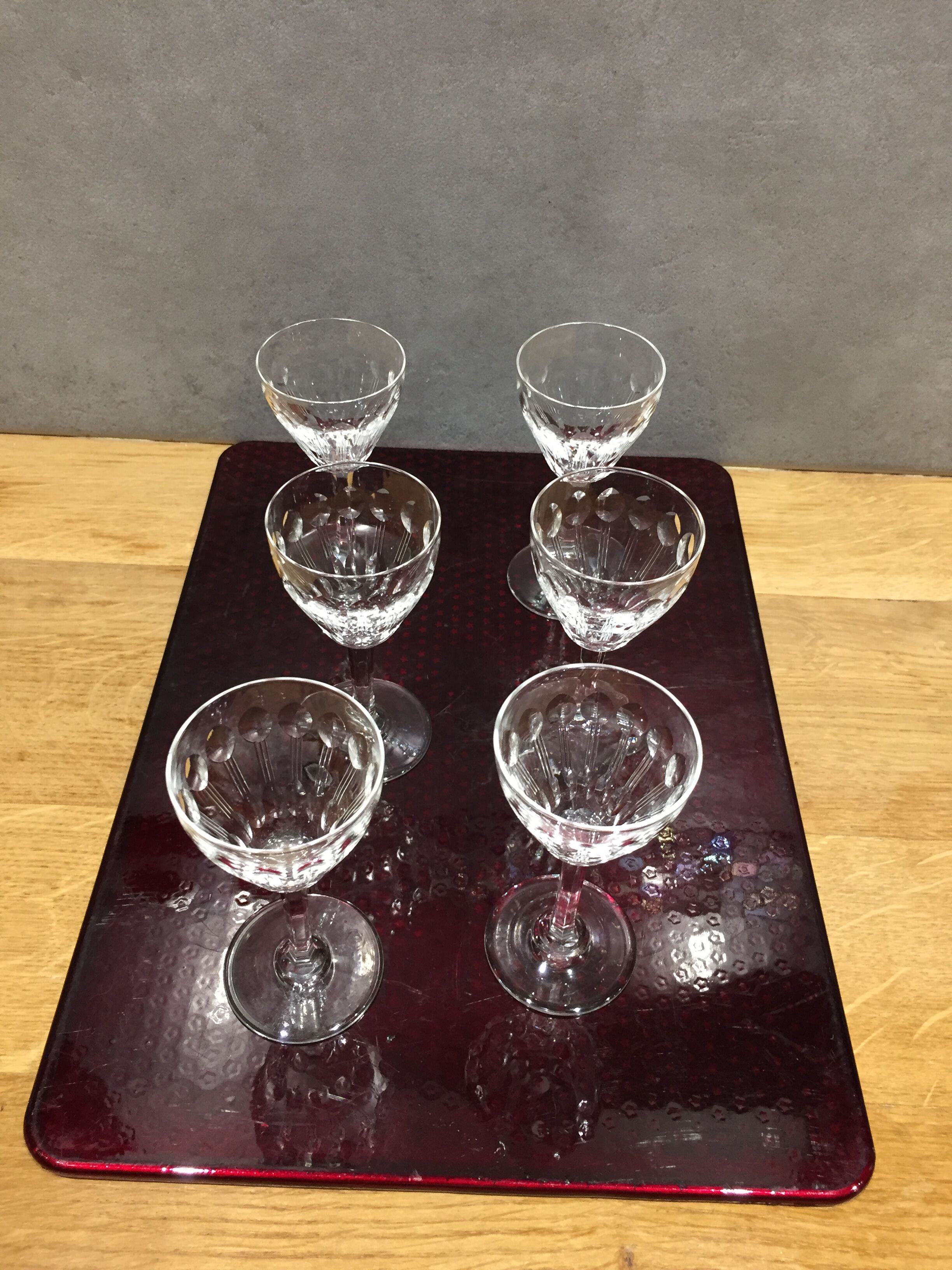 Série de 6 verres à digestif anciens et gravés