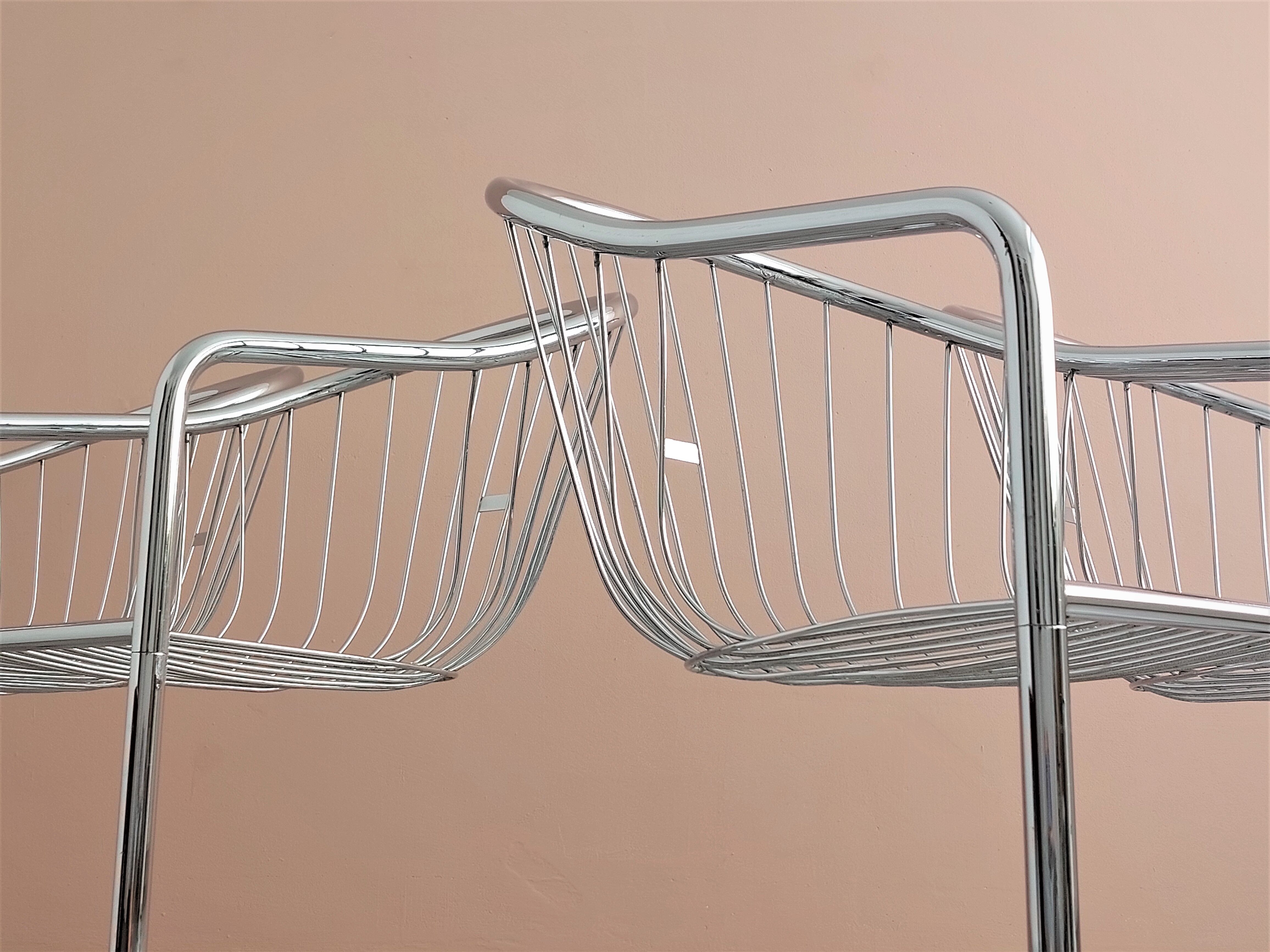 Chrome wire dining chairs by gastone rinaldi, 1970's.