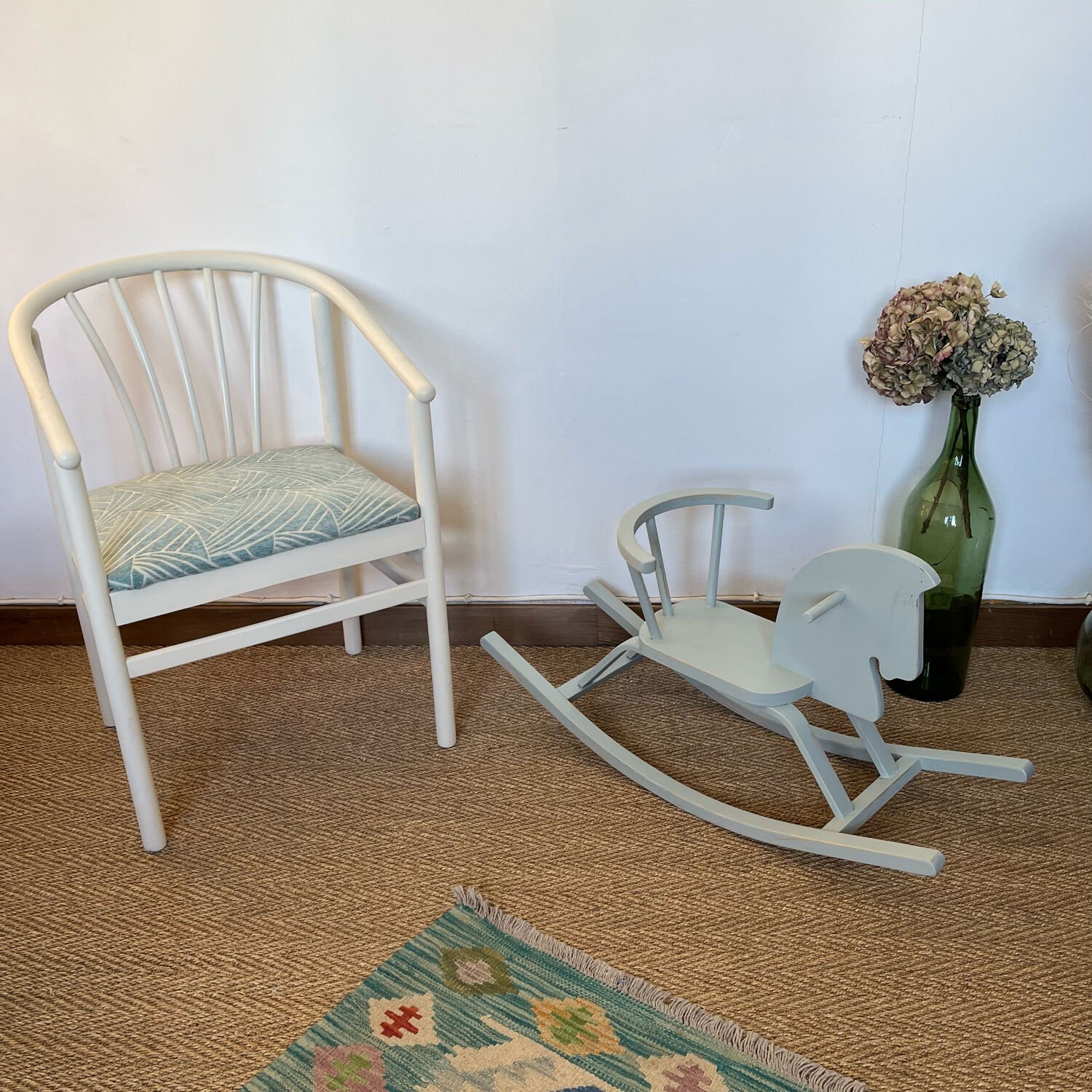 Vintage wooden rocking horse in its patina