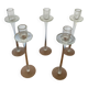 Série de 5 bougeoirs tulipe en verre moulé transparent décoration vintage