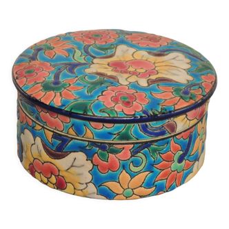 Ceramic box in longwy enamels , 20th