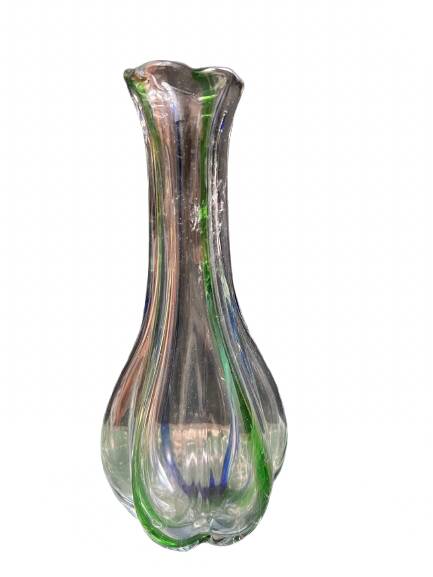 Paire de vases en verre en forme de gourde avec décoration tourbillonnante