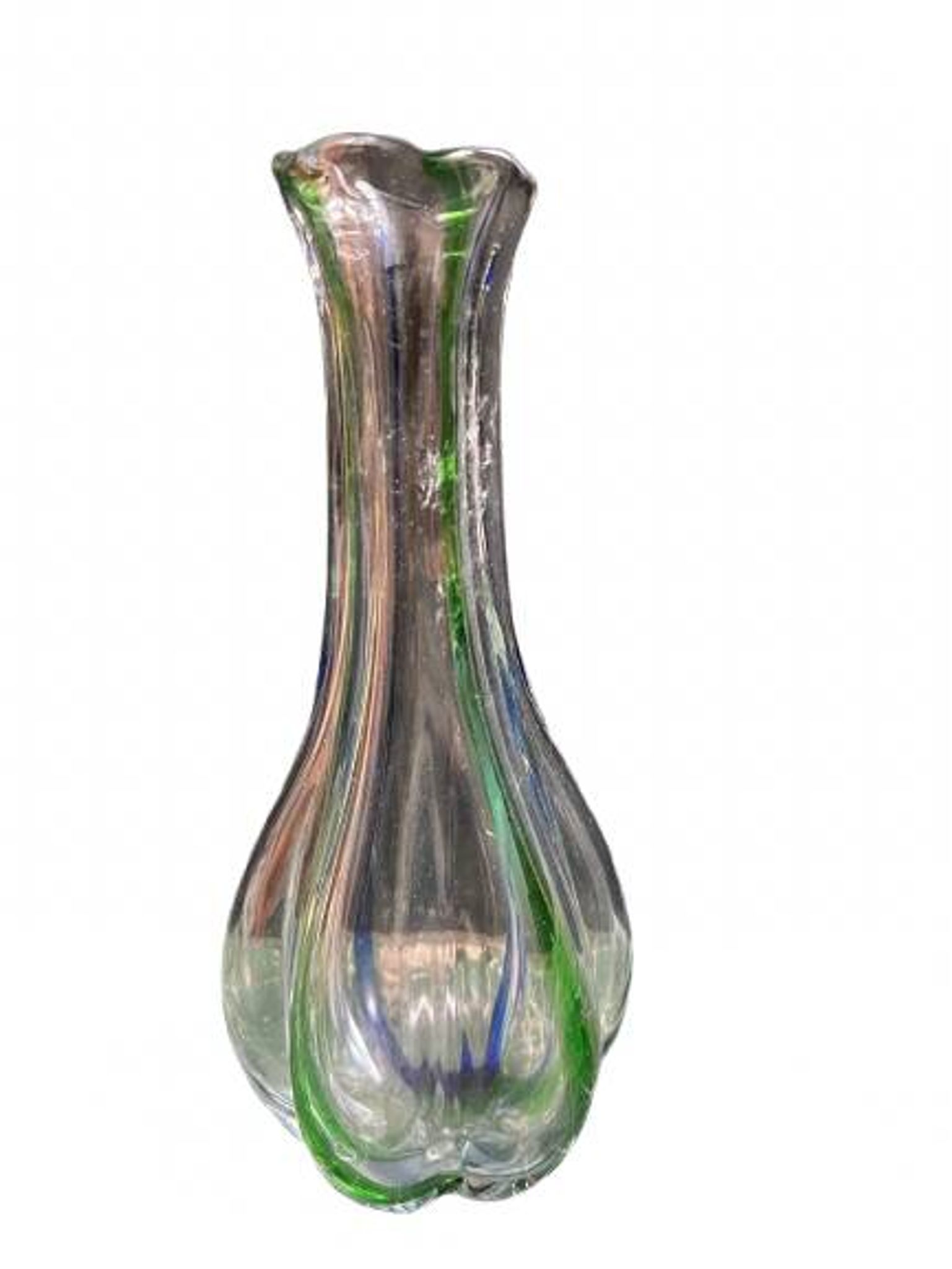 Pair of gourd-shaped glass vases with swirling decoration