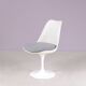 1970s Tulip side chair in white coated aluminium with plastic and fabric c