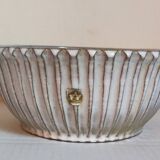 Vintage fluted enameled earthenware potter's salad bowl