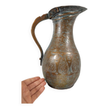Vase Cruche Hammam Persan en Cuivre Argenté / 19ème Empire Perse / Ciselé Qajar