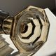 Flared Art Deco vase in smoked moulded glass with steps H30 W13.5