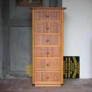 Vintage chest of drawers, Maugrion rattan weekly organizer for Roche Bobois