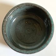 Boîte bonbonnière en céramique (grès) émaillée vert-bleu à décor d'une sirène Mi XXème