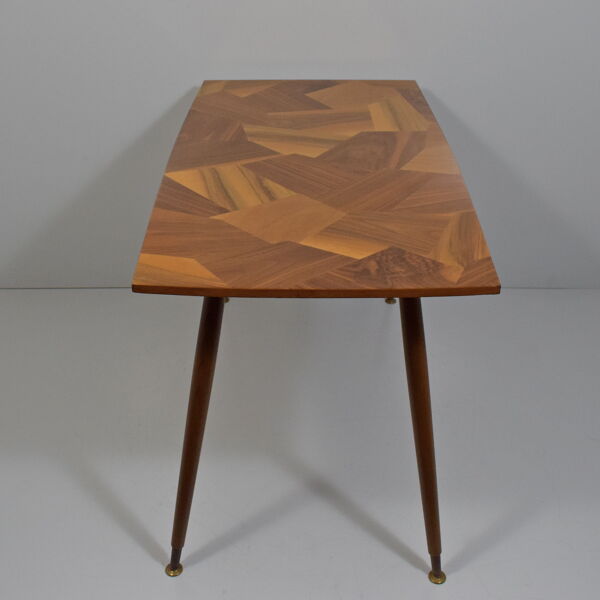 Table mosaïque de bois vintage 1950-60