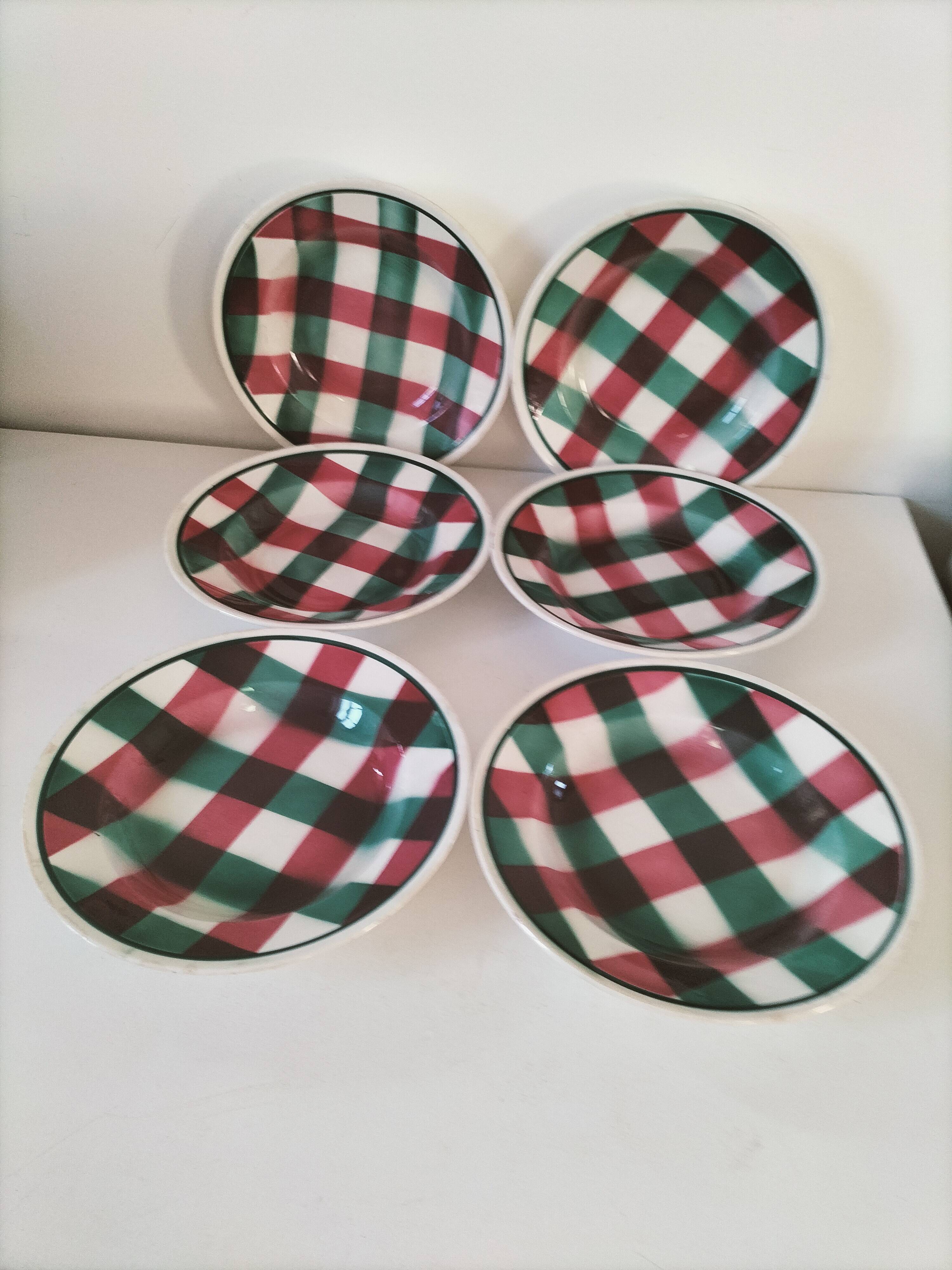 Set of 6 soup plates Faïencerie Nouvelle Givors from the 50s