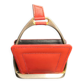 Longchamp, vide poche porte-documents étrier cuir et métal doré vers 1970