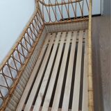 Lit enfant rotin vintage