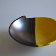 Bicolour ceramic cup in black and yellow signed Luc Vallauris 1950
