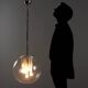 Vintage metal and glass pendant light, Italian design, 1960s.