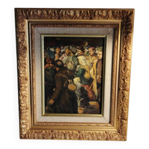 Huile sur toile ''Dans - cadre bois