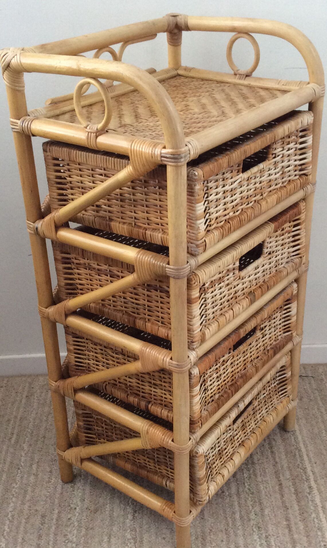 Rattan and wicker rag duo from the 70s