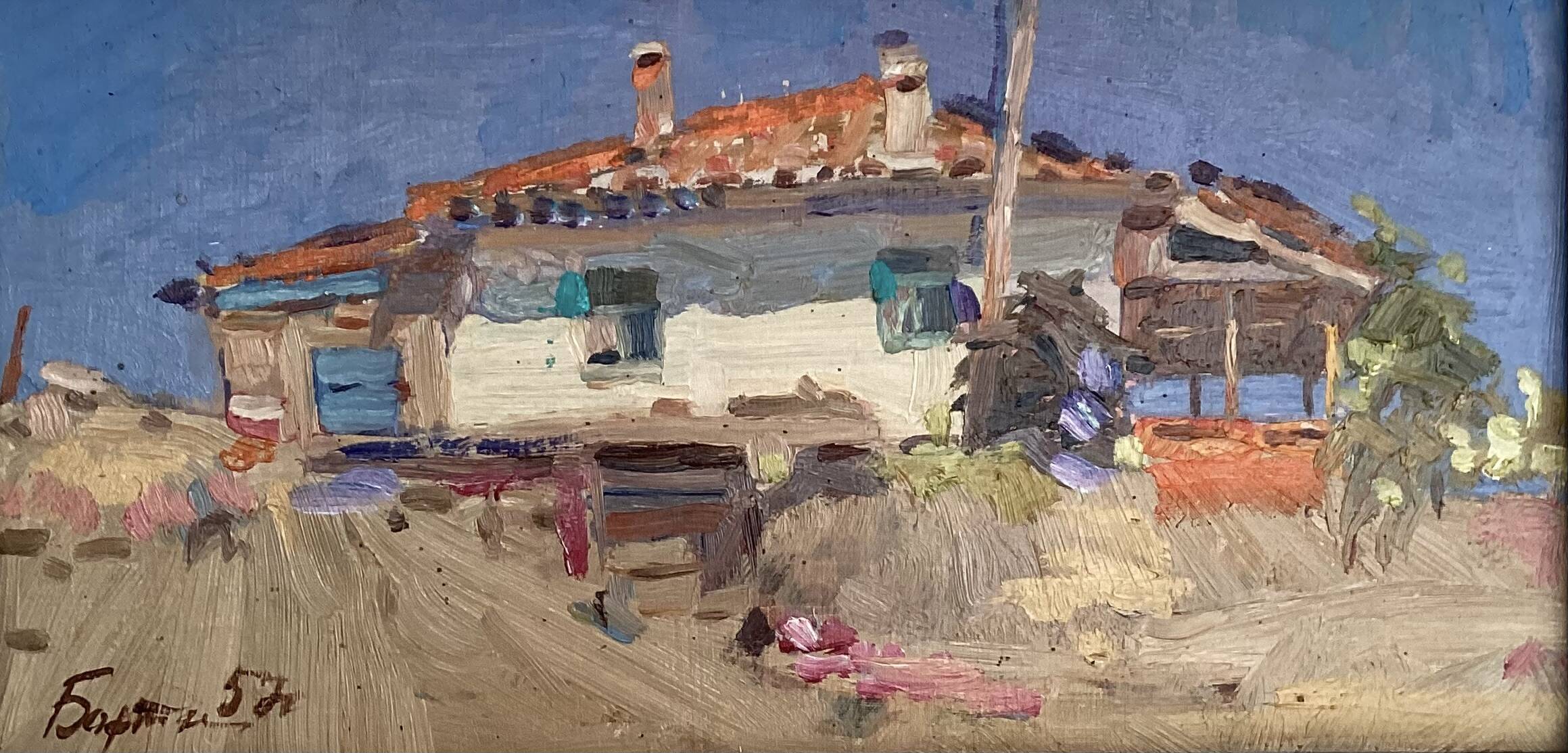 Oil painting on cardboard, dimensions: height -26 cm - width -42 cm -
