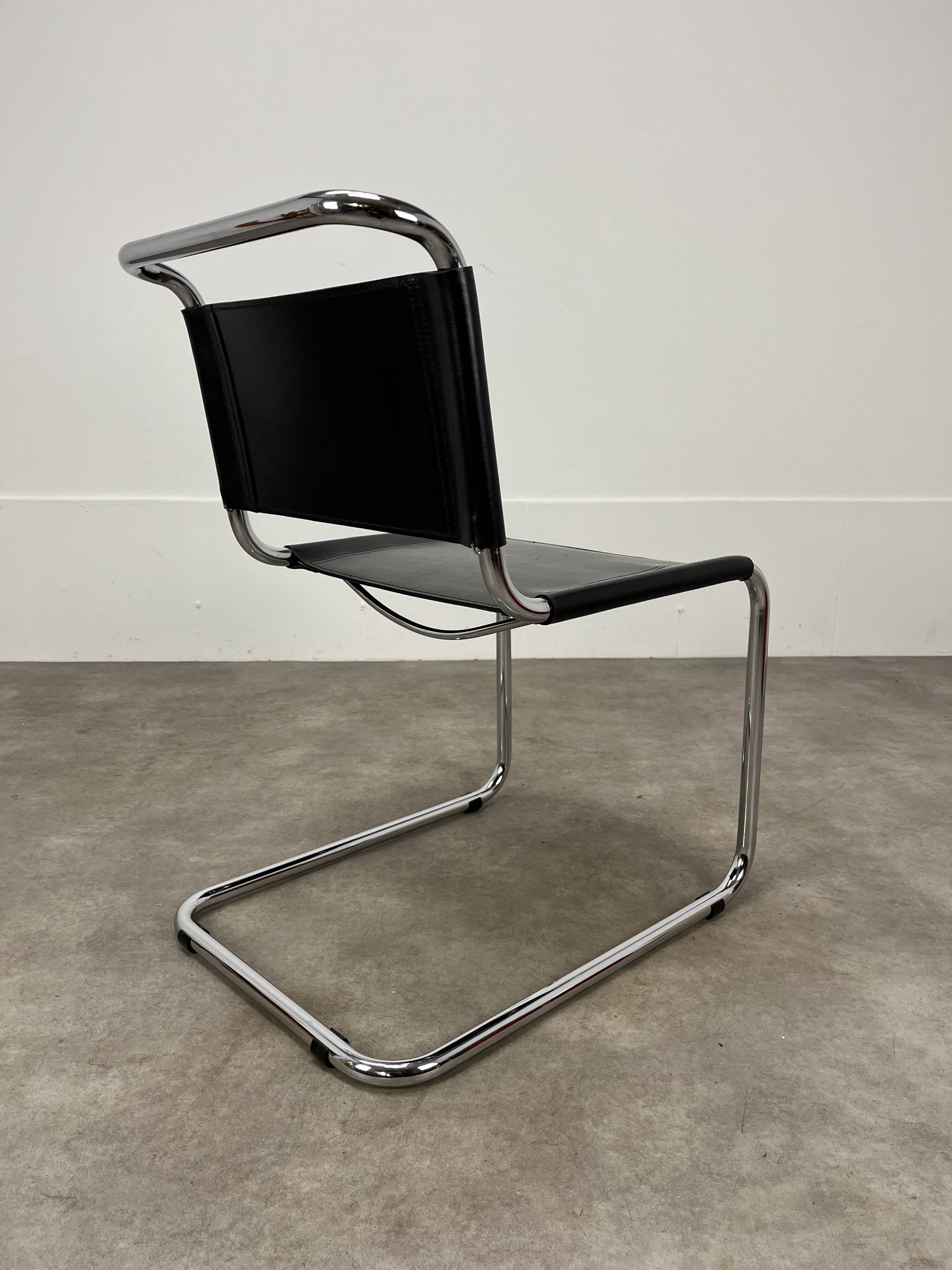 B33 chair black leather, 1980, Marcel Breuer