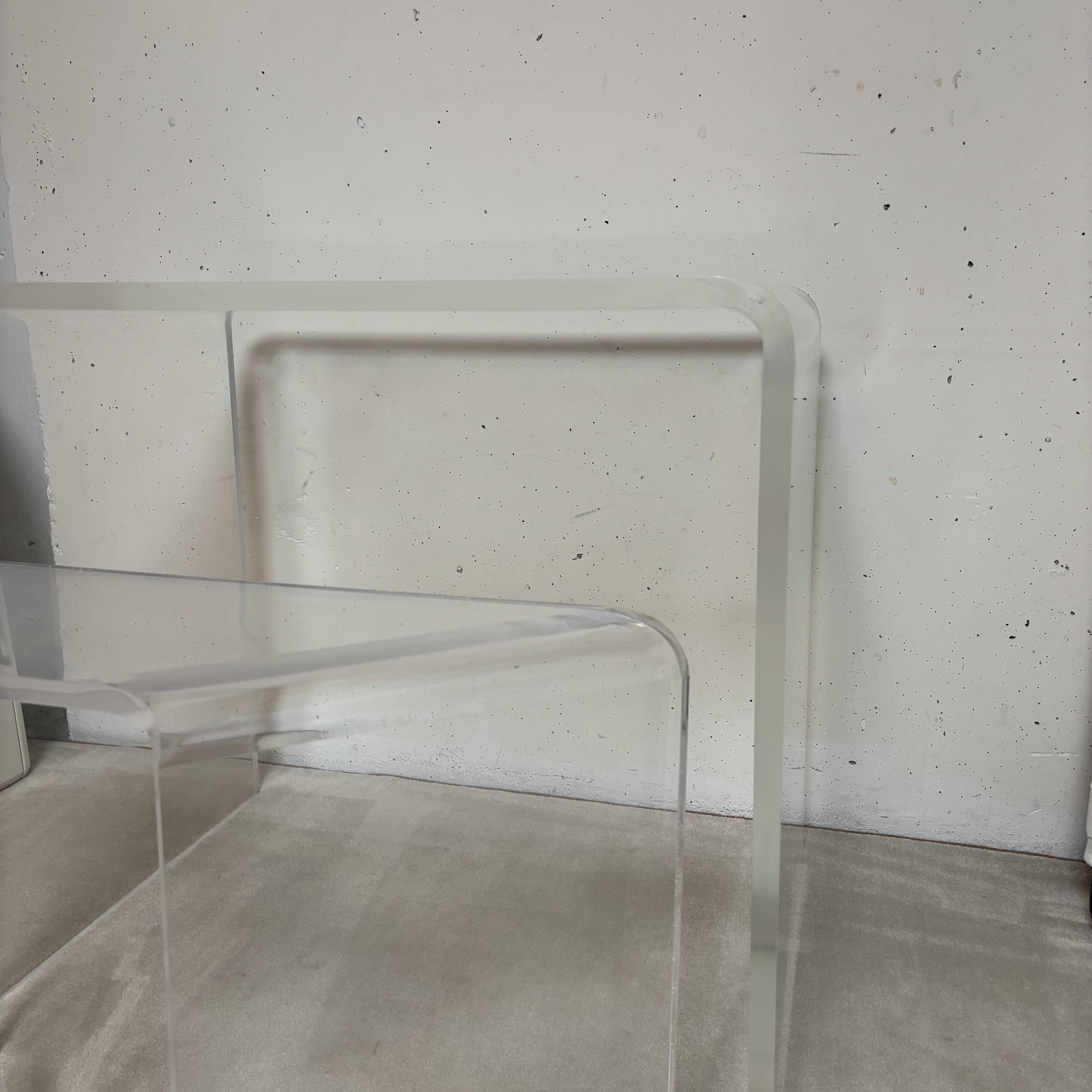 Plexiglass desk, dressing table and stool, 1970