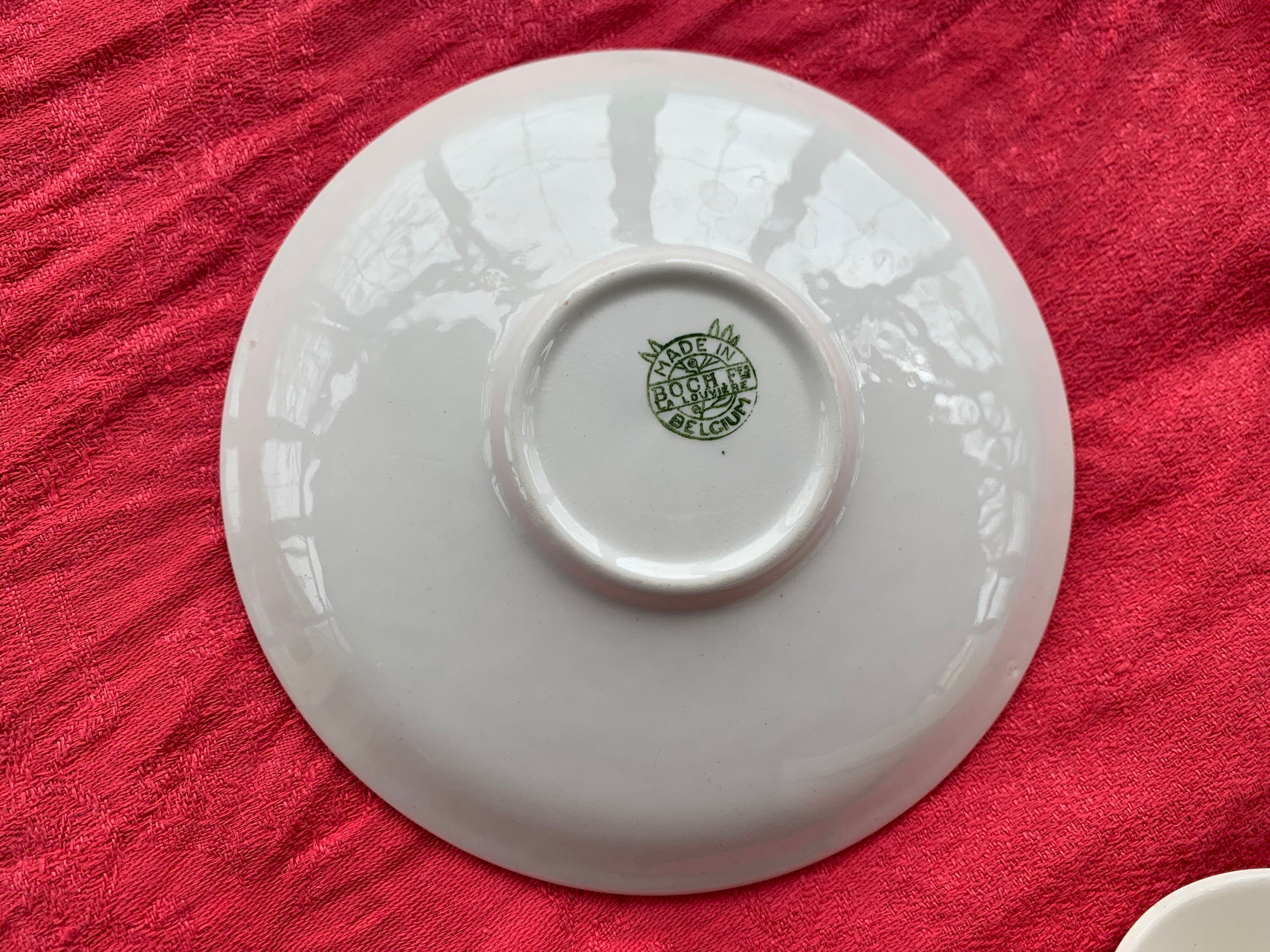 5 cups and 5 saucers La Louvière boch Belgium peasant scene art deco