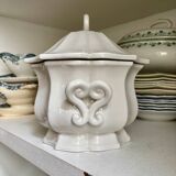 Centerpiece, white earthenware soup tureen