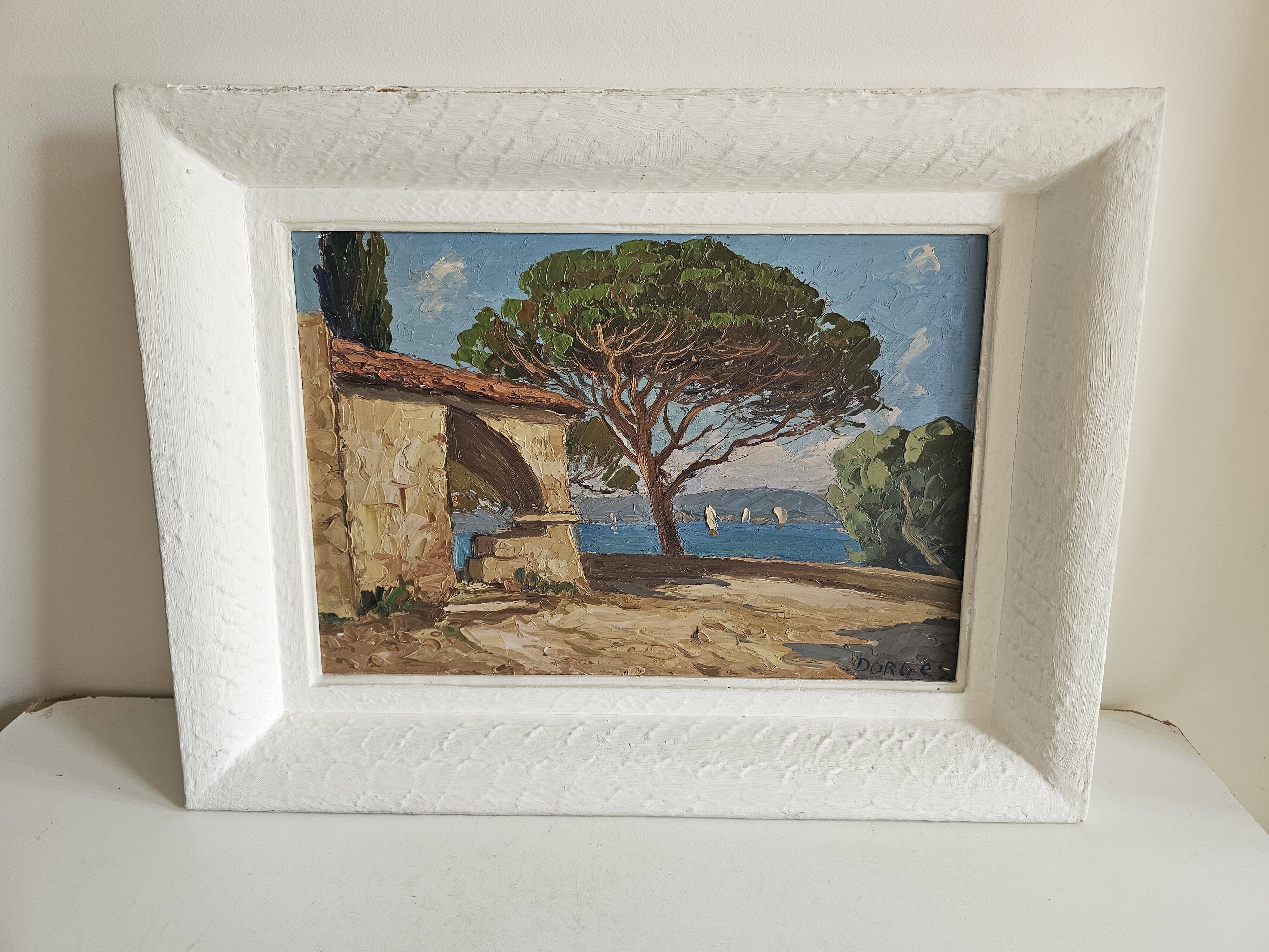 Oil on Panel - Marine Landscape of the Provençal Riviera signed D