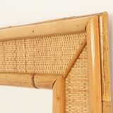 1970s wall mirror in rattan and cane, Spain