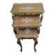 Set of three nesting tables in gilded wood in Florentine style Hollywo.