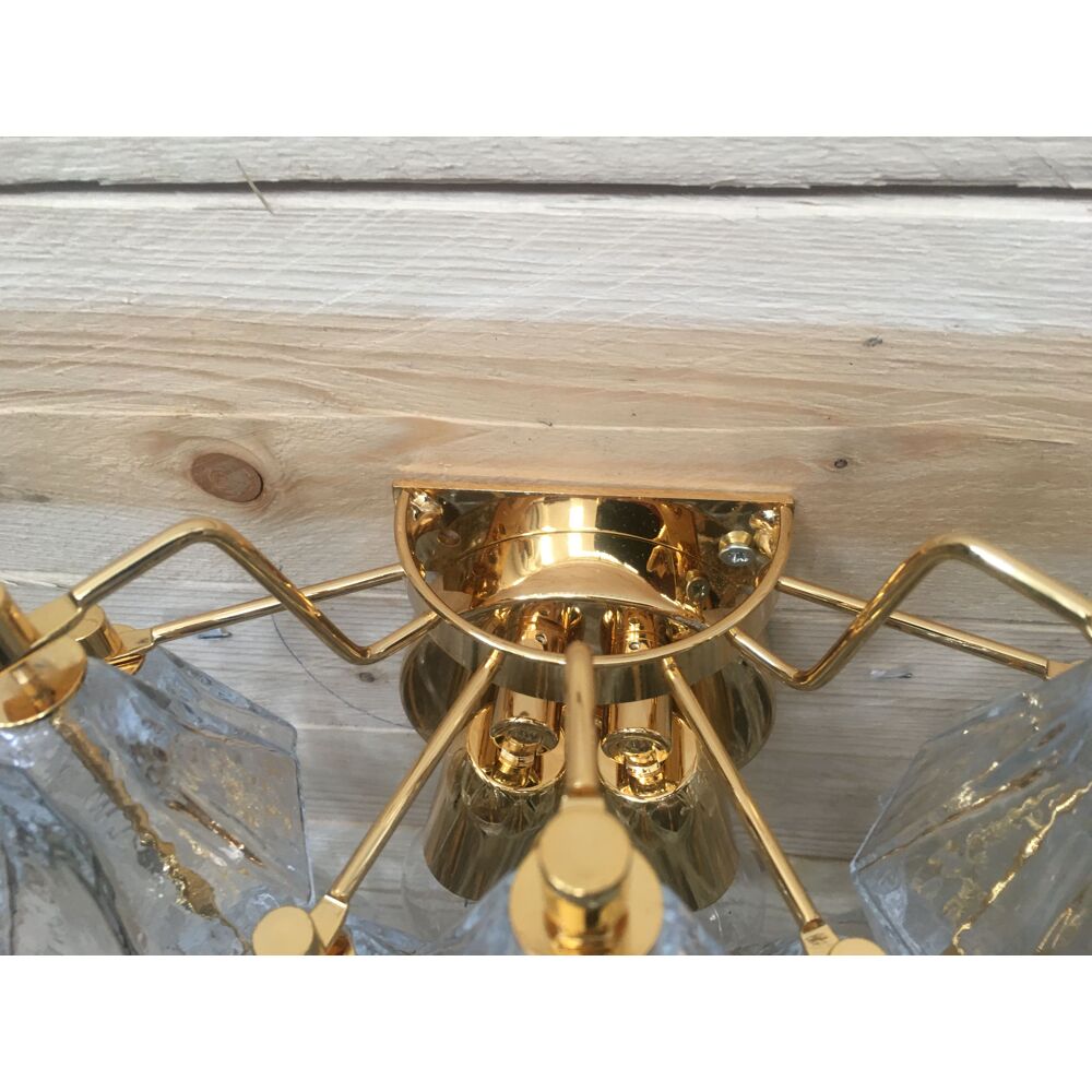 A pair of 2 Murano Glass "poliedri " wall sconce with a gold by SimoEng