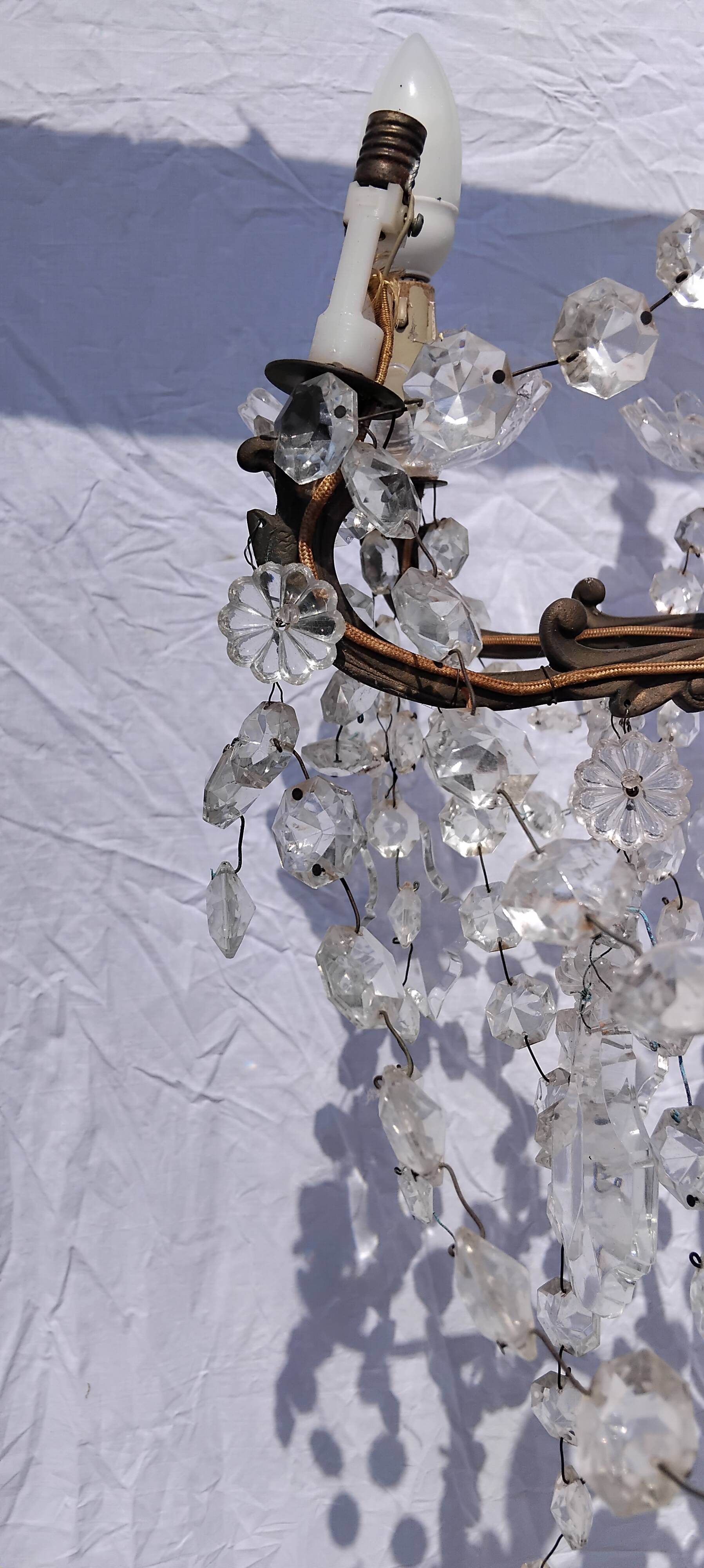 4 vintage crystal chandelier pendants