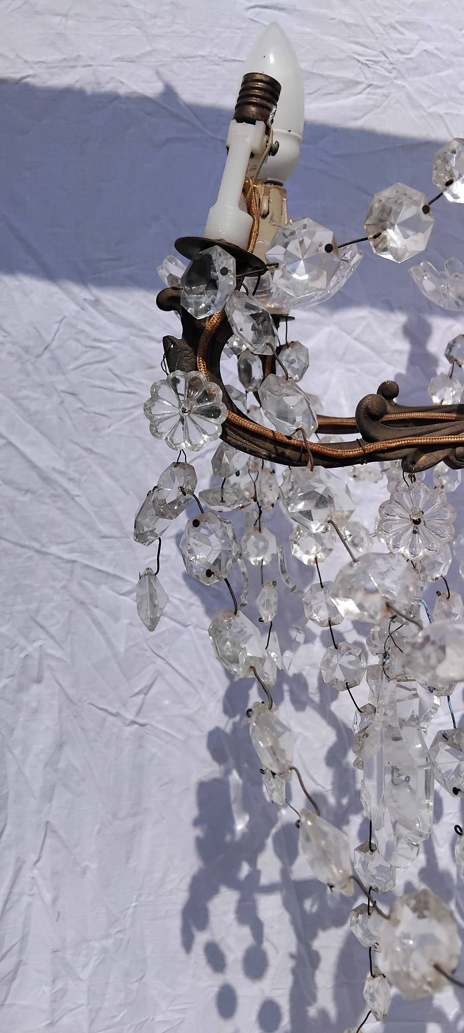 4 vintage crystal chandelier pendants