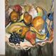 Still life with fruits, oil on canvas signed Pidoux.