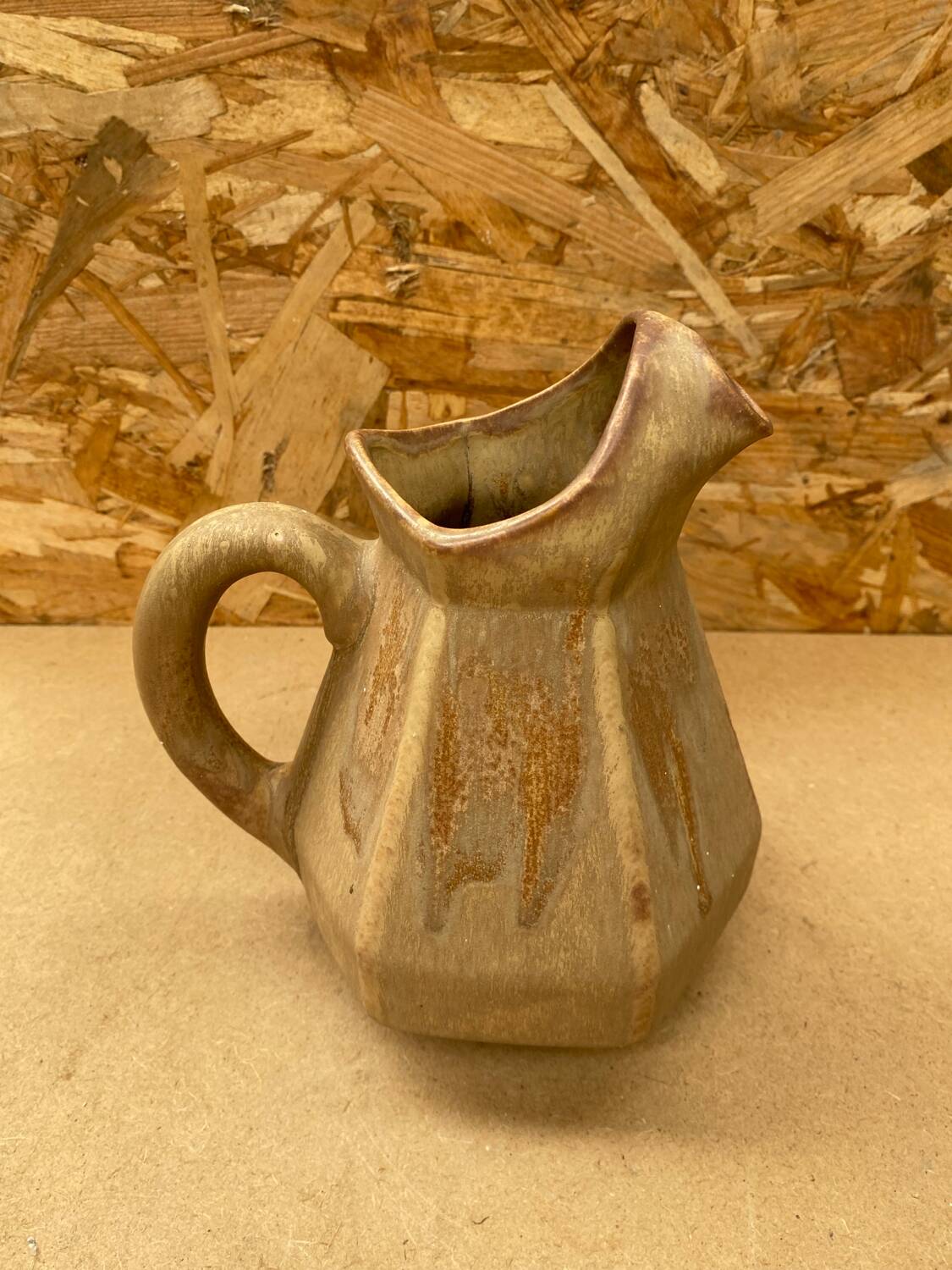 Antique Art Deco Pitcher Flamed Stoneware From Morvan Beige Vintage Service