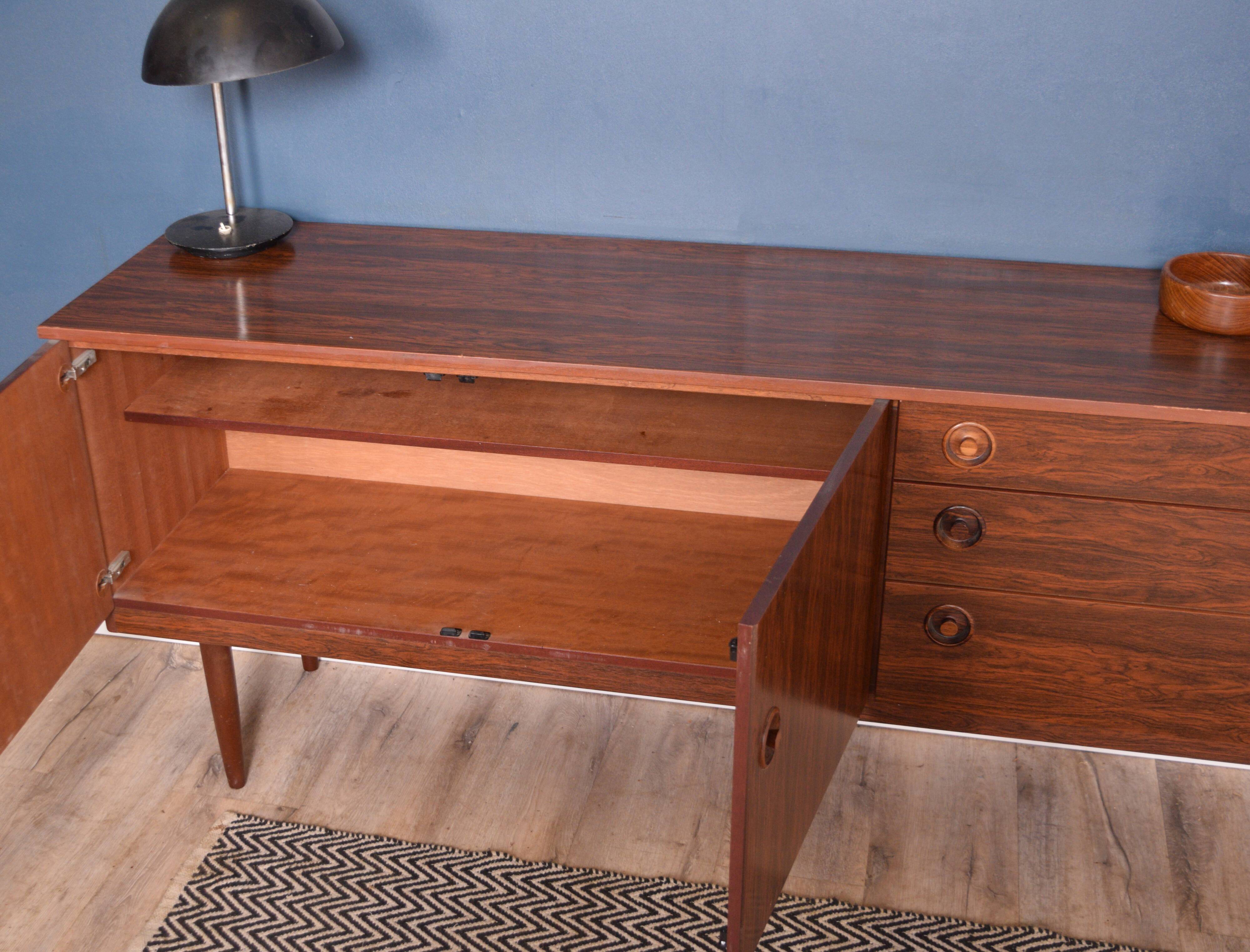 Rosewood Greaves & Thomas retro sideboard cabinet, 1970s