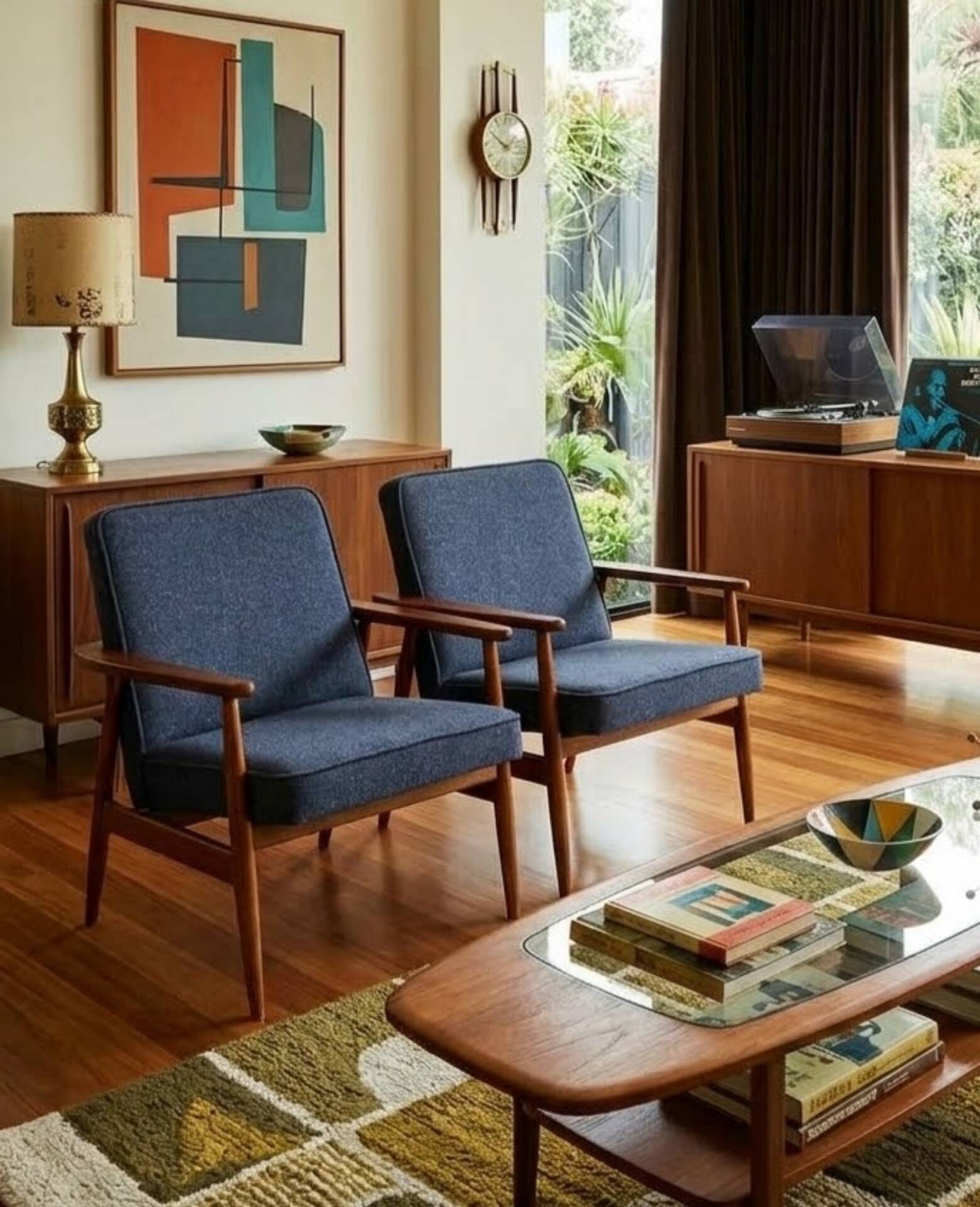 Two Mid Century Armchairs by M. Zieliński, Poland 1960, Navy Tweed