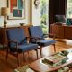 Two Mid Century Armchairs by M. Zieliński, Poland 1960, Navy Tweed