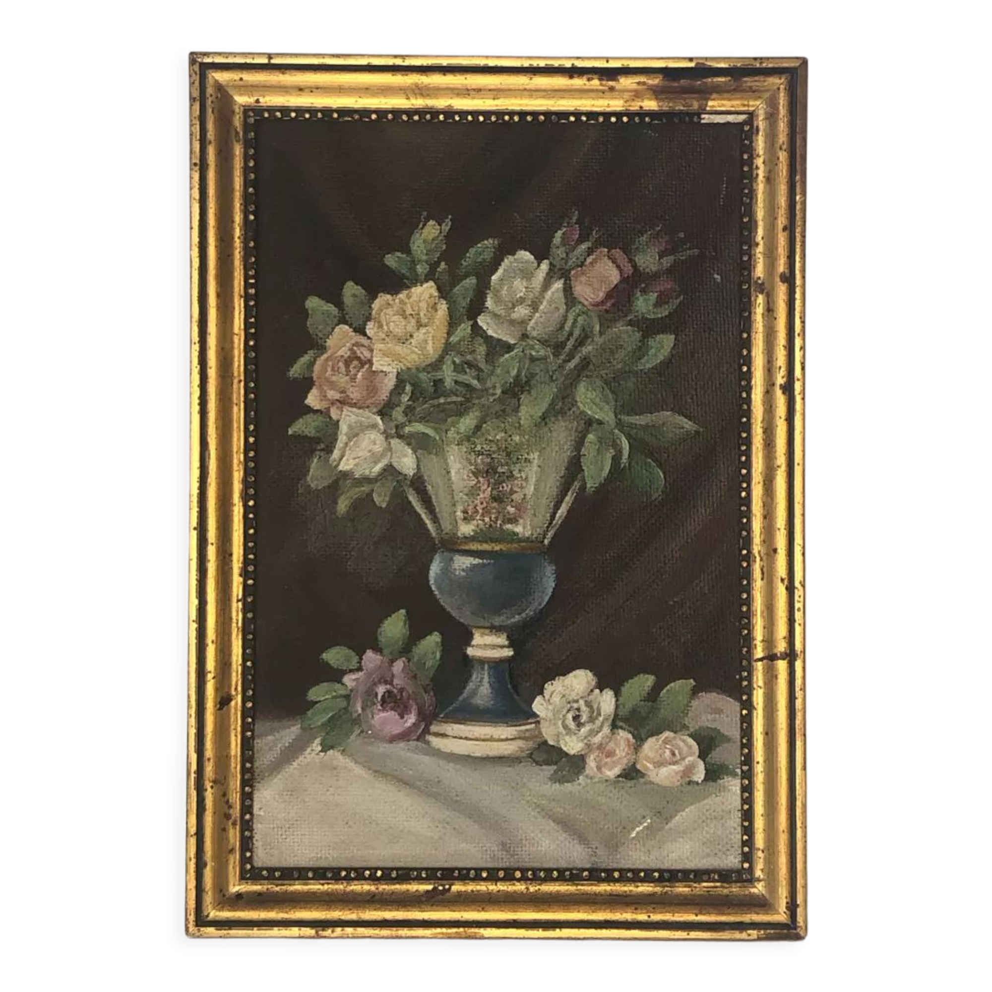 Tableau naif bouquet de fleurs