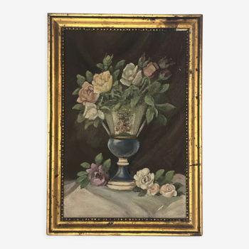 Tableau naif bouquet de fleurs