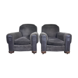 Pair of art deco period club armchairs