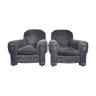 Pair of art deco period club armchairs