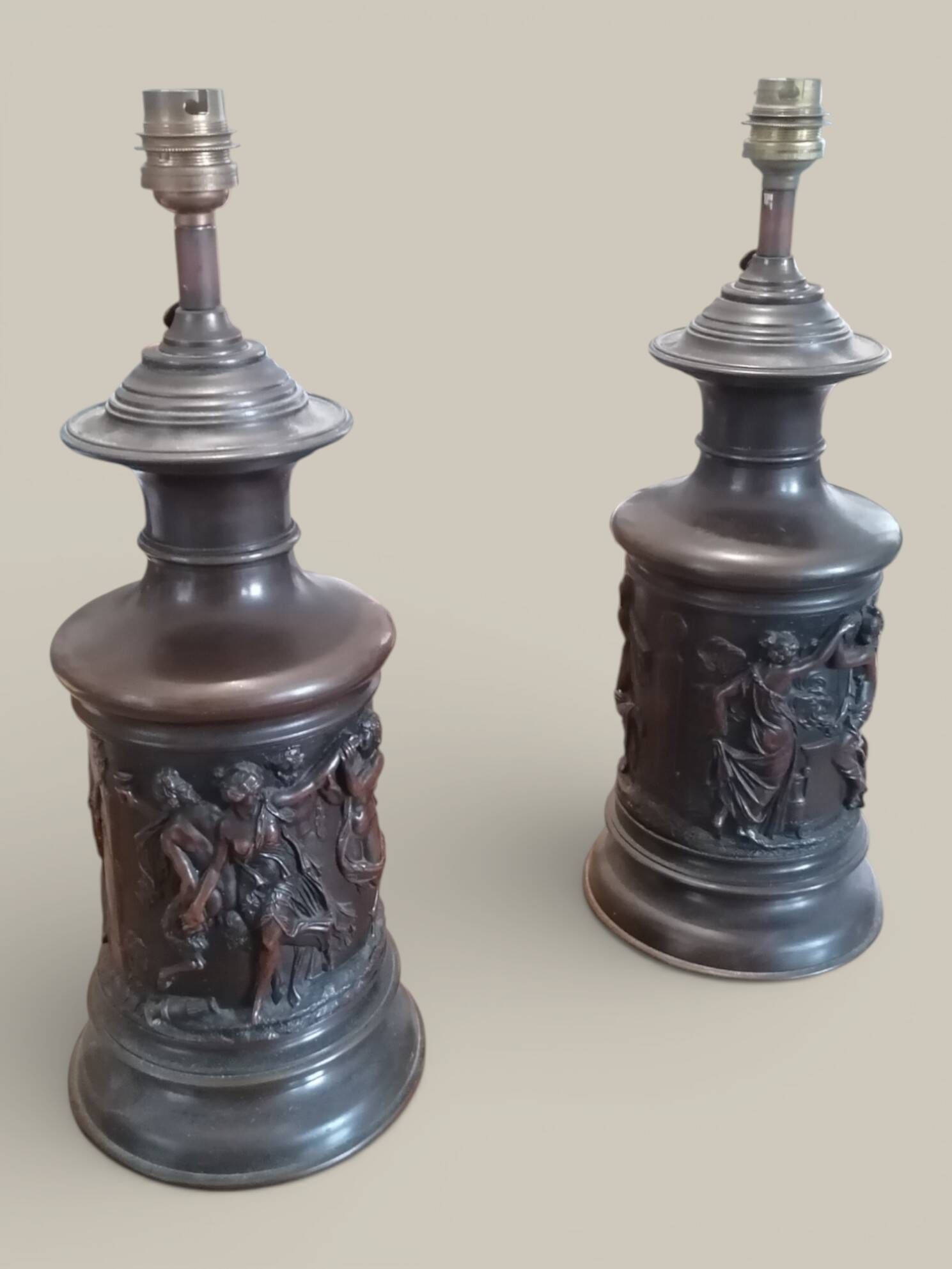 Pair of antique lamp feet - Greek mythology - Bacchanalia