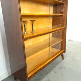 Donker vintage fineer design vitrinekast Jirak, boekenkast